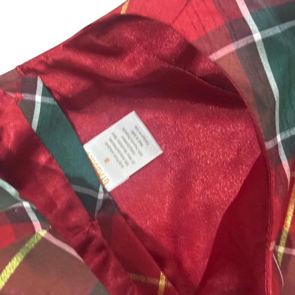 Gymboree Girls Red Green Plaid Christmas Holiday Dress Gold Metallic Size 8